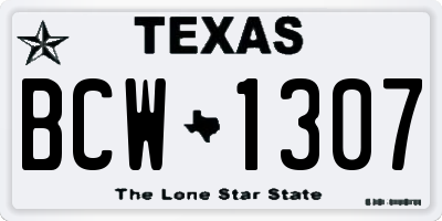 TX license plate BCW1307