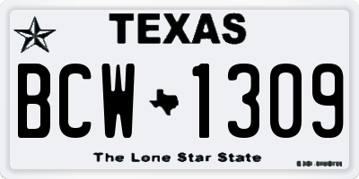 TX license plate BCW1309