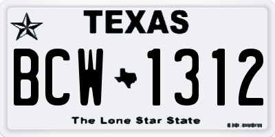TX license plate BCW1312