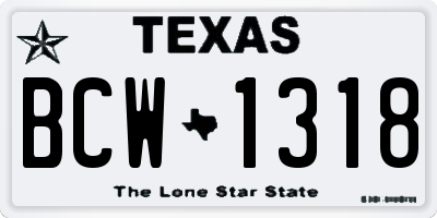 TX license plate BCW1318