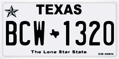 TX license plate BCW1320