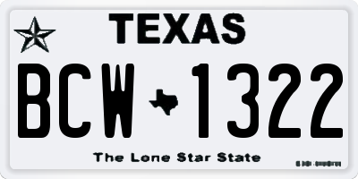 TX license plate BCW1322