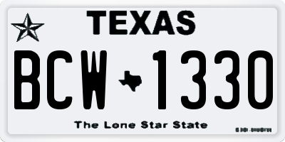 TX license plate BCW1330