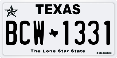 TX license plate BCW1331