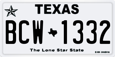 TX license plate BCW1332
