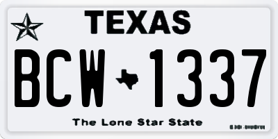 TX license plate BCW1337