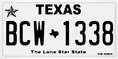 TX license plate BCW1338