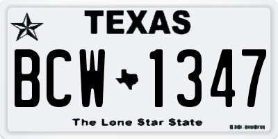 TX license plate BCW1347