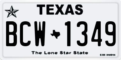 TX license plate BCW1349