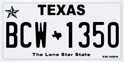 TX license plate BCW1350