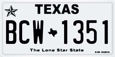 TX license plate BCW1351