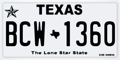 TX license plate BCW1360