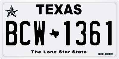 TX license plate BCW1361