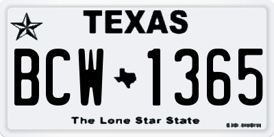 TX license plate BCW1365