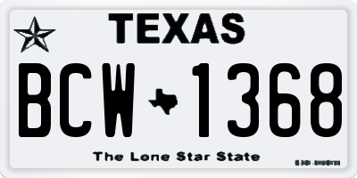 TX license plate BCW1368