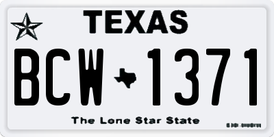 TX license plate BCW1371