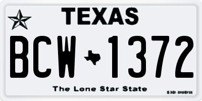 TX license plate BCW1372