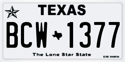 TX license plate BCW1377