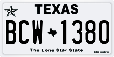 TX license plate BCW1380