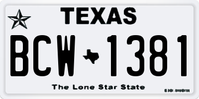 TX license plate BCW1381