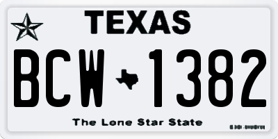 TX license plate BCW1382