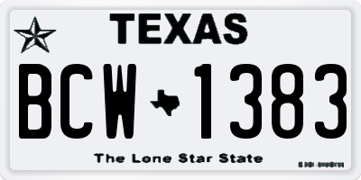 TX license plate BCW1383