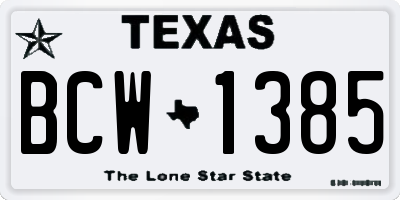 TX license plate BCW1385