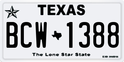 TX license plate BCW1388
