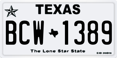 TX license plate BCW1389