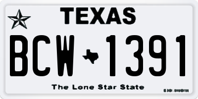 TX license plate BCW1391