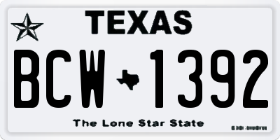 TX license plate BCW1392