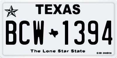 TX license plate BCW1394