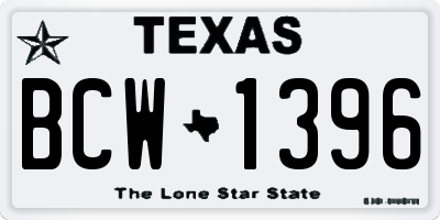 TX license plate BCW1396
