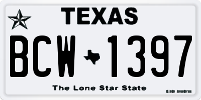 TX license plate BCW1397