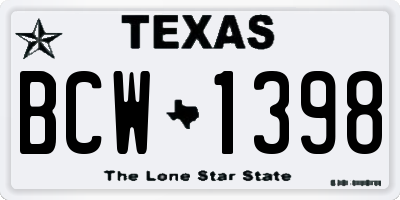 TX license plate BCW1398
