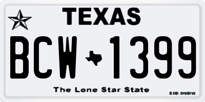 TX license plate BCW1399