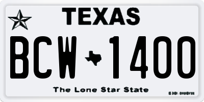 TX license plate BCW1400