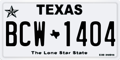 TX license plate BCW1404