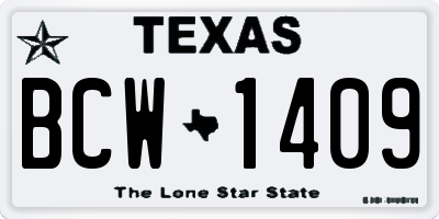 TX license plate BCW1409