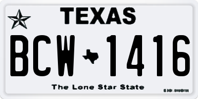 TX license plate BCW1416