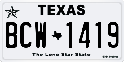 TX license plate BCW1419