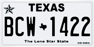 TX license plate BCW1422
