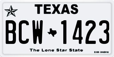 TX license plate BCW1423