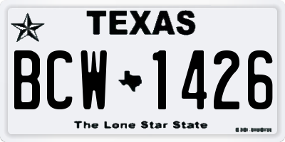 TX license plate BCW1426