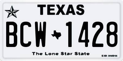 TX license plate BCW1428