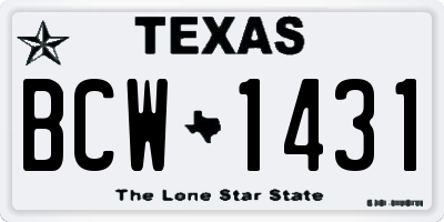 TX license plate BCW1431