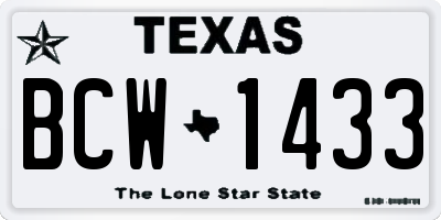 TX license plate BCW1433