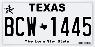 TX license plate BCW1445
