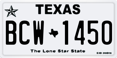TX license plate BCW1450