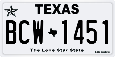 TX license plate BCW1451